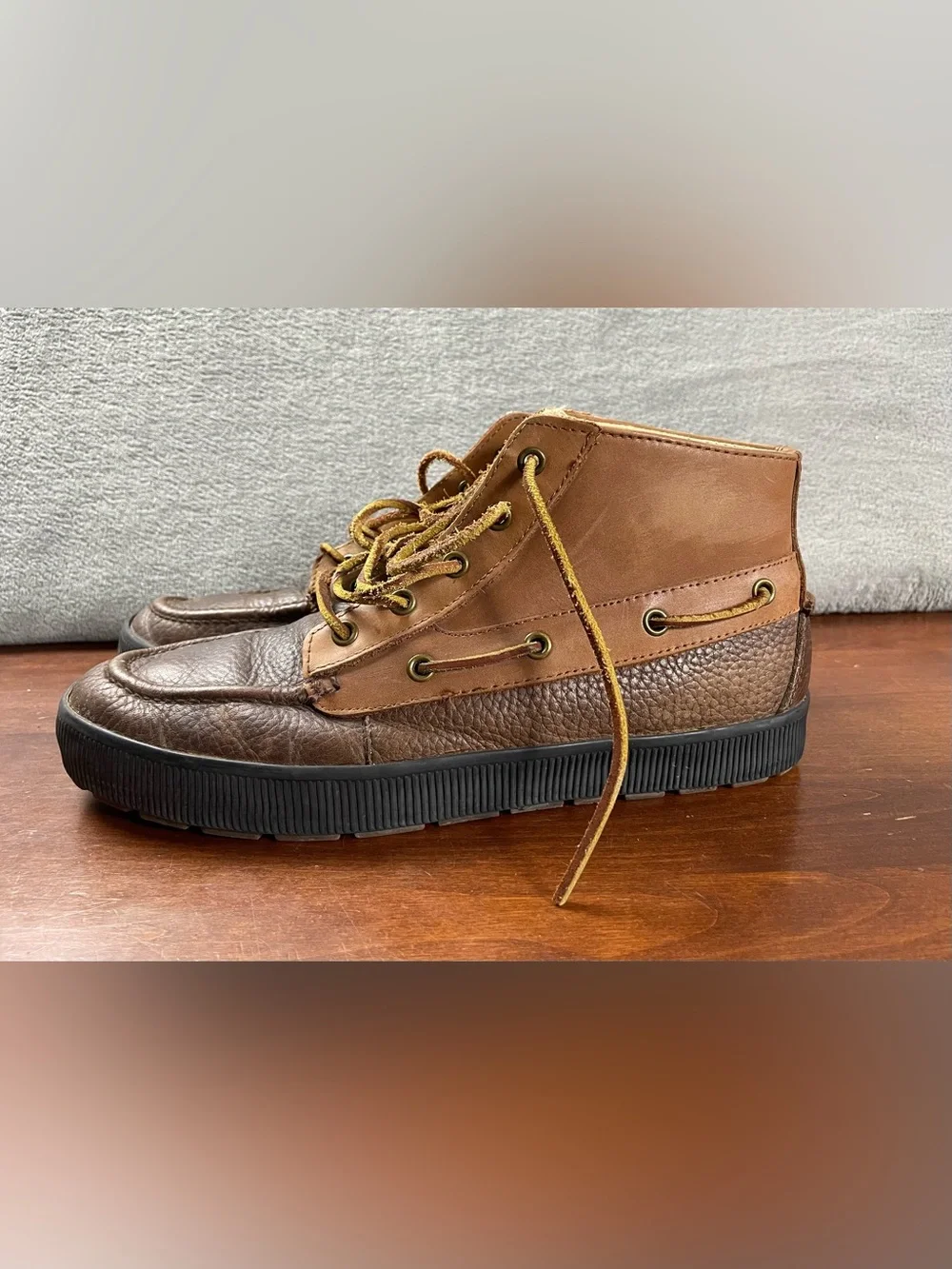 VTG Polo Ralph Lauren Brown Leather Chukka Boots Lace Up Comfort Men's US 10 D